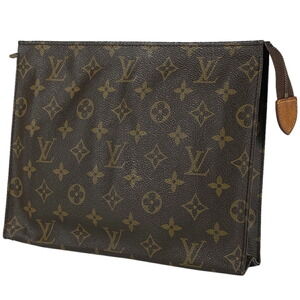 Louis Vuitton Poche Clutch Bag Cosmetic Pouch Monogram Brown